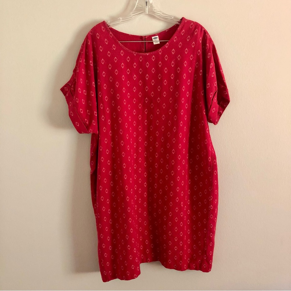Old Navy Red Linen T-Shirt Dress